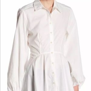 Free People White Button Fit & Flare Top